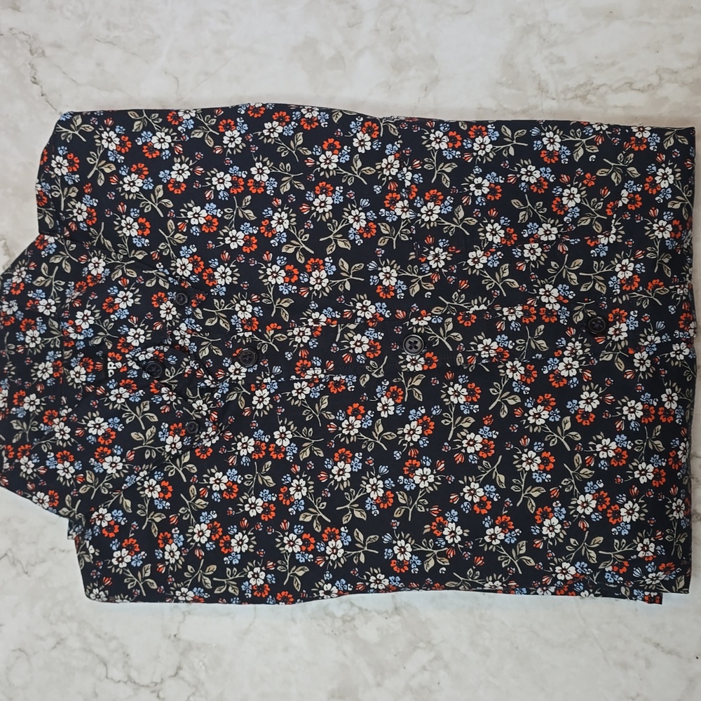 Express Navy Floral Shirt, Men's Extra Small